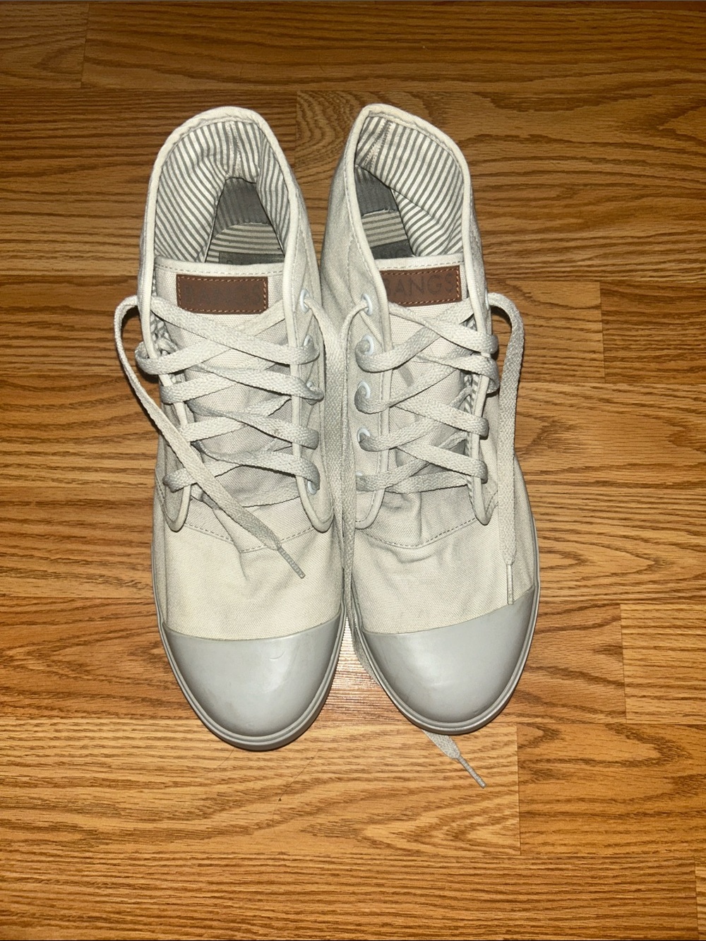 BANGS Men's High-Top Canvas Sneakers in Light Gray size 11